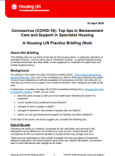 Coronavirus (Covid-19): Top tips in bereavement care and support in specialist housing: A Housing LIN Practice Briefing (No4)